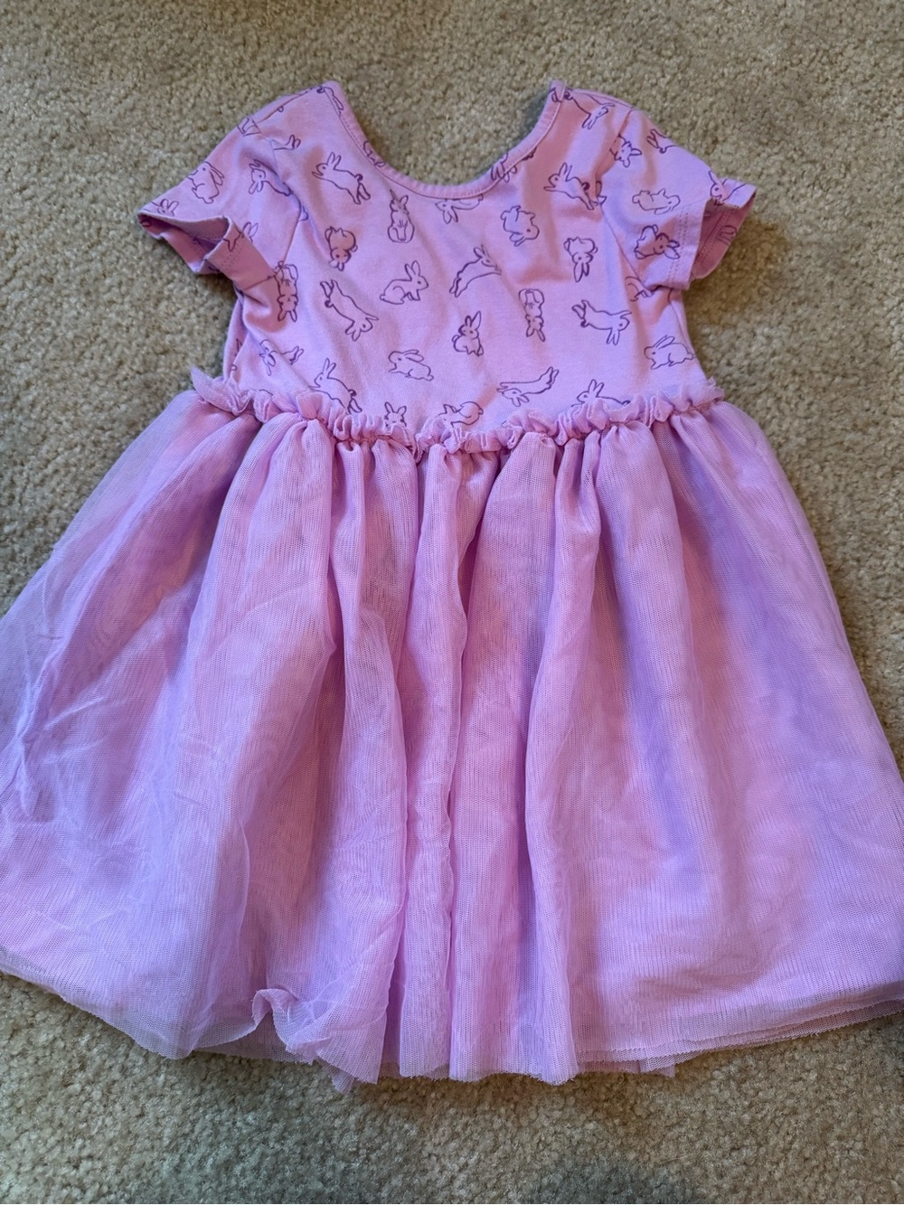 Girls Lilac Bunny Print Tulle Dress
